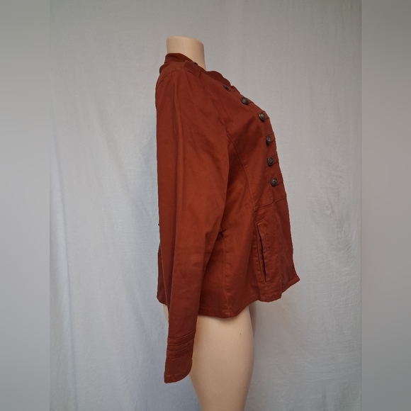 Chico's Burnt Orange Military Jacket Size 2 Usa Size 12/14 - Picture 14 of 16